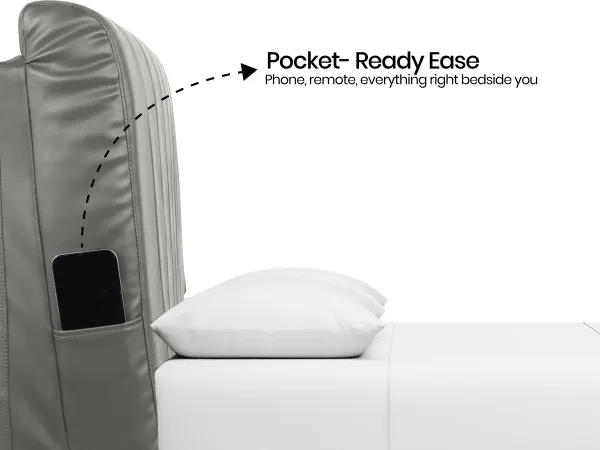 Regal Queen Bed with Grey Leatherite